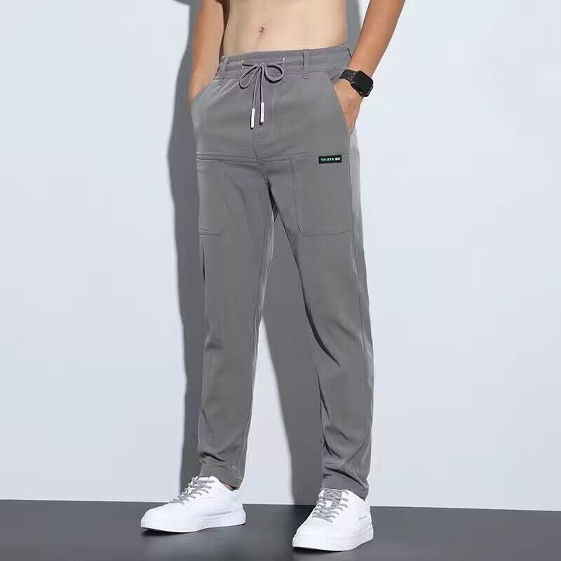 Pantalon homme léger coupe droite à cordon de serrage