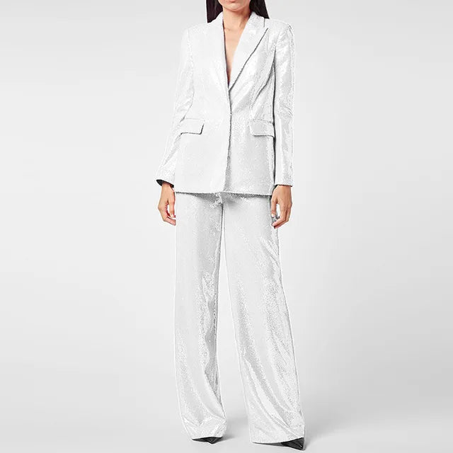 Tailleur pantalon femme à sequins – Ensemble deux pièces