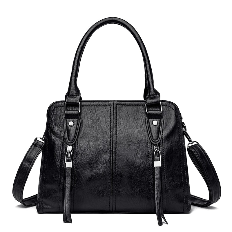 Women's Faux Leather Retro Large Capacity Handbag – Casual Chic Shoulder Bag