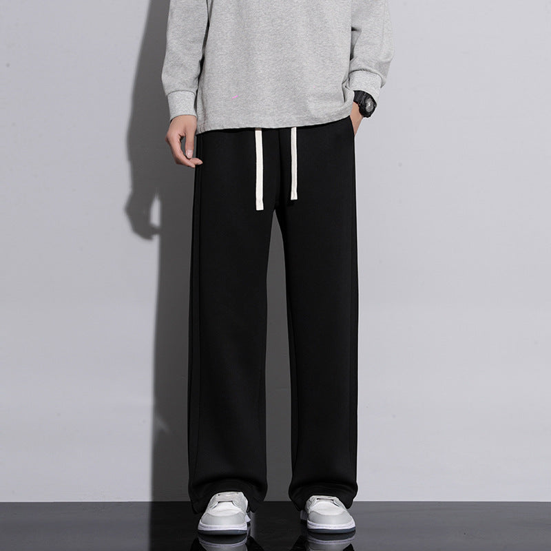 Pantalon homme large fluide – Jambe droite, taille à cordon, style chic décontracté