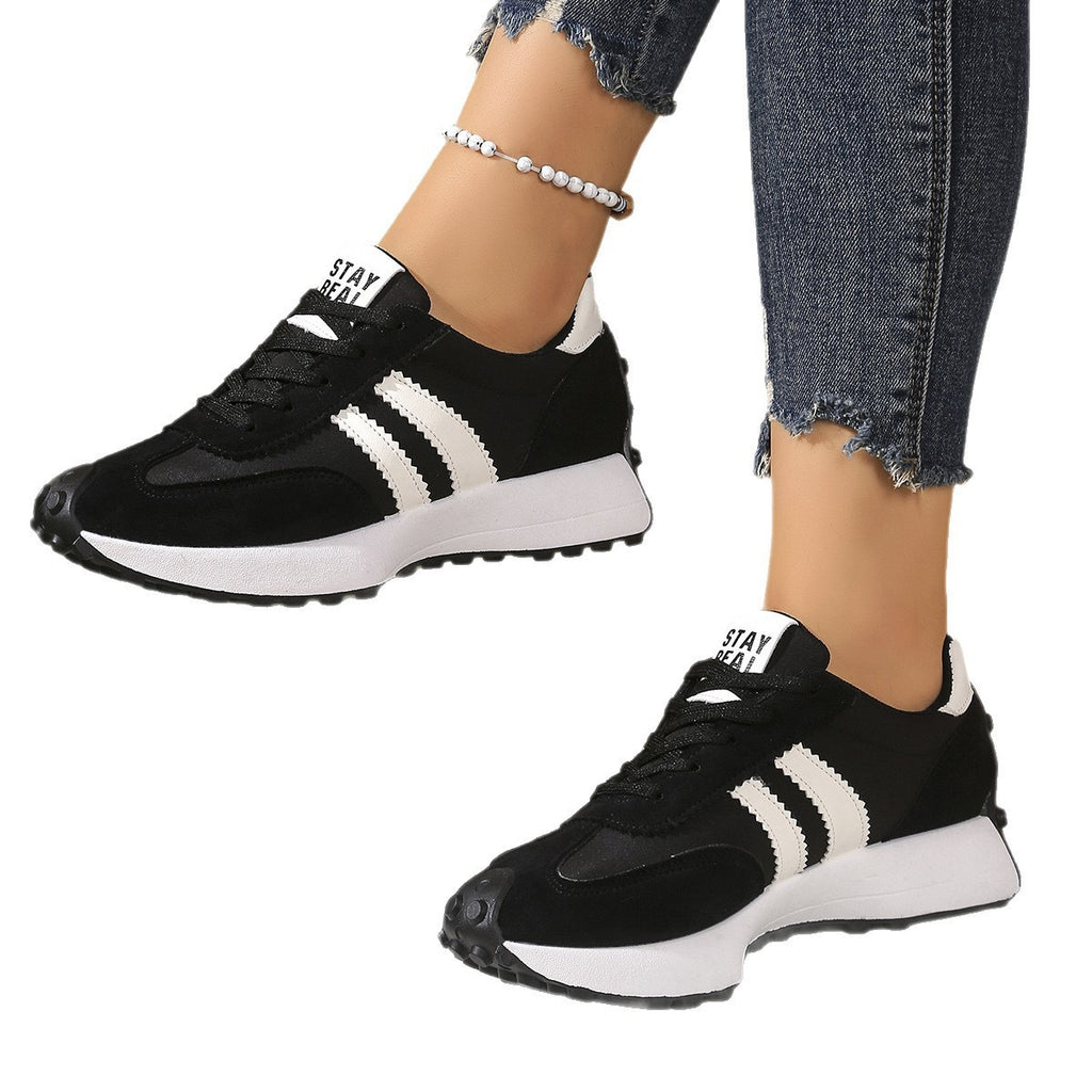 Damen-Dad-Sneaker – Dicke Sohle, Mikrofaser, alle Jahreszeiten