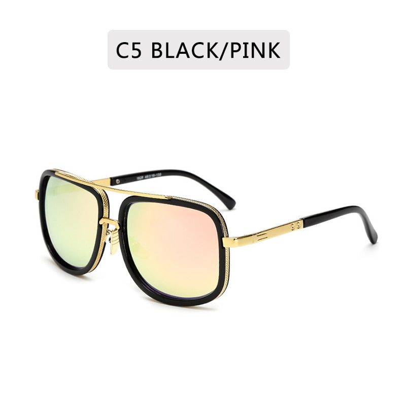 Lunettes de Soleil Grand Cadre Carré – Monture Métal Rétro Vintage Homme & Femme