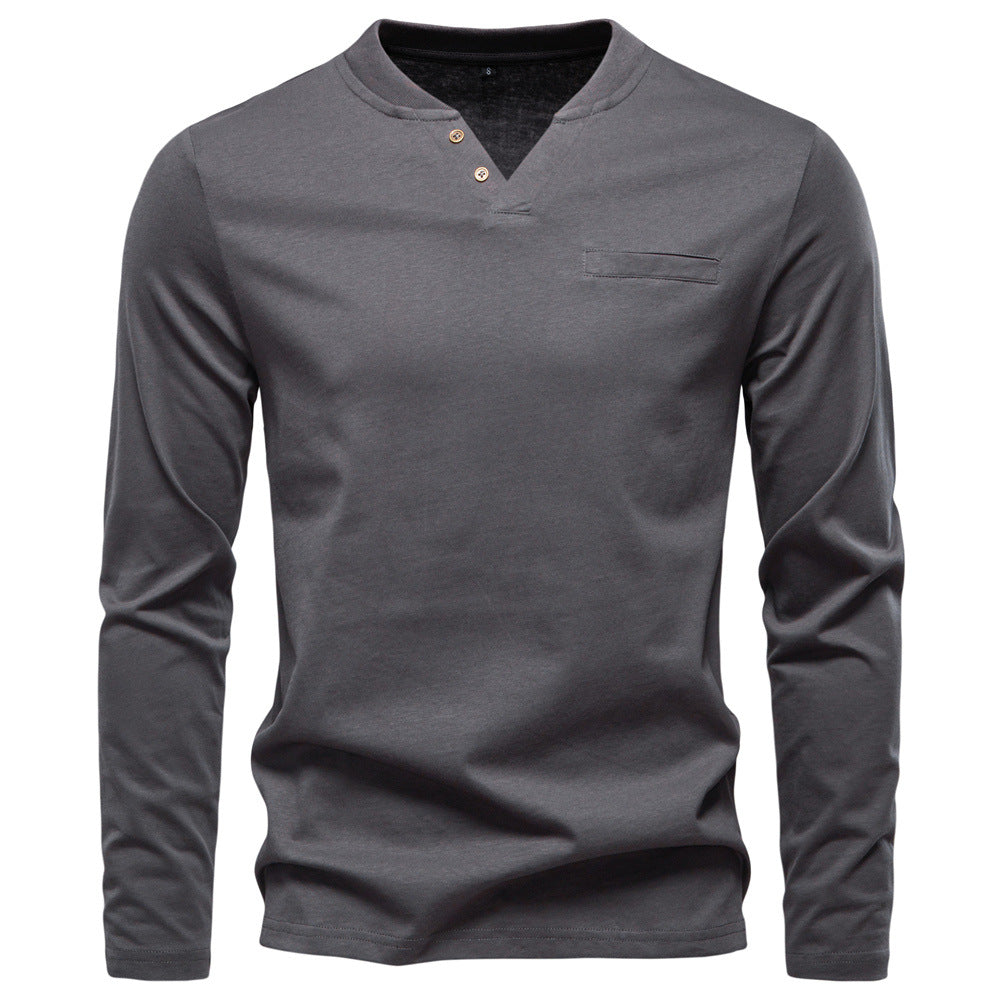 T-Shirt Col V Manches Longues Homme – Slim, Boutonné