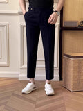 Pantalon habillé homme à pinces, coupe cheville