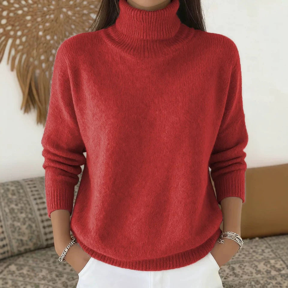 Oversized-Strickpullover mit Stehkragen für Damen