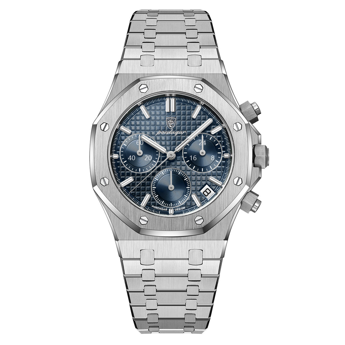POEDAGAR Herrenuhr Chronograph – Edelstahl wasserdicht 30 m