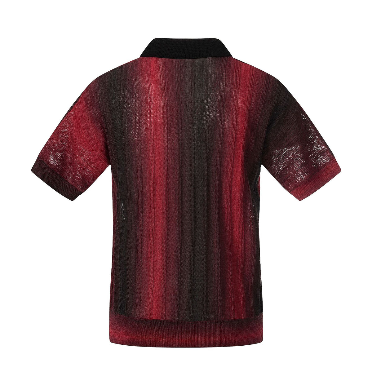 Polo homme en coton mélangé à maille texturée et rayures dégradées