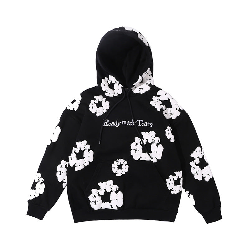 Autumn Winter New High Street Cotton Foaming Printed Letter Embroidered Casual Hoodie