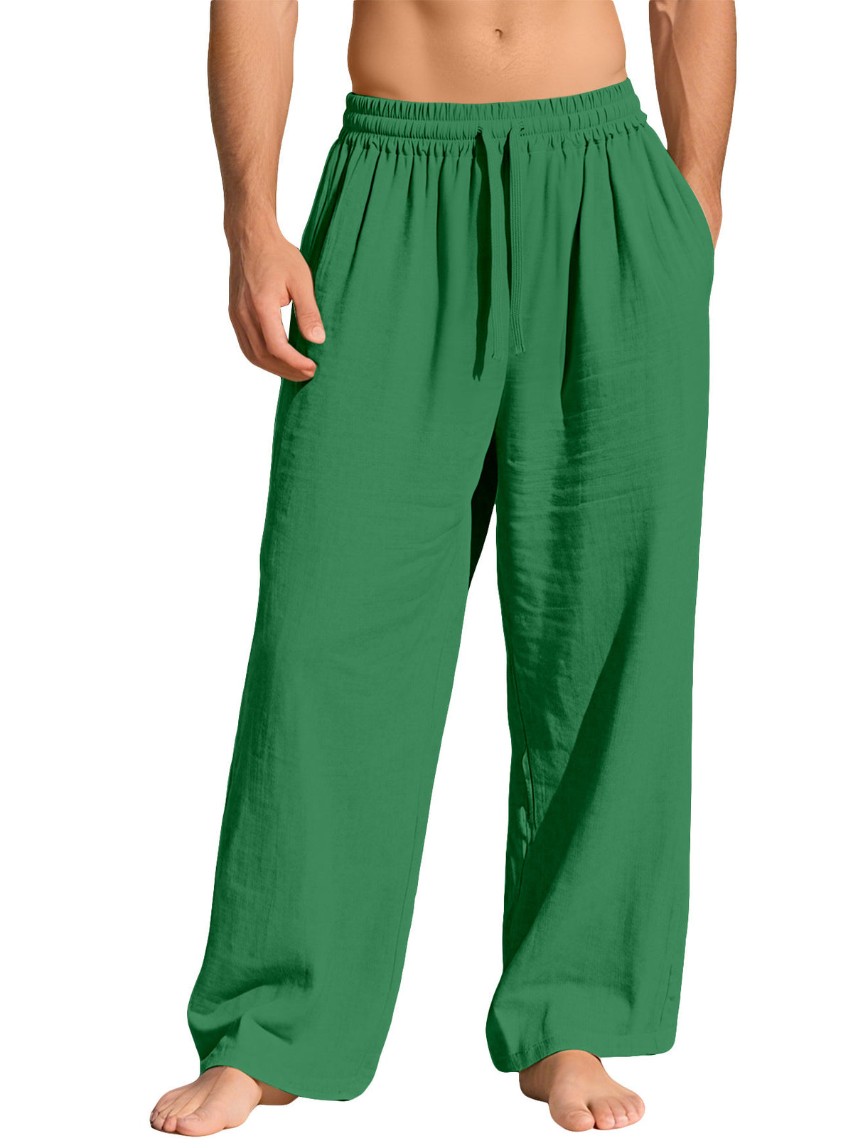 Pantalon homme ample en lin à cordon de serrage