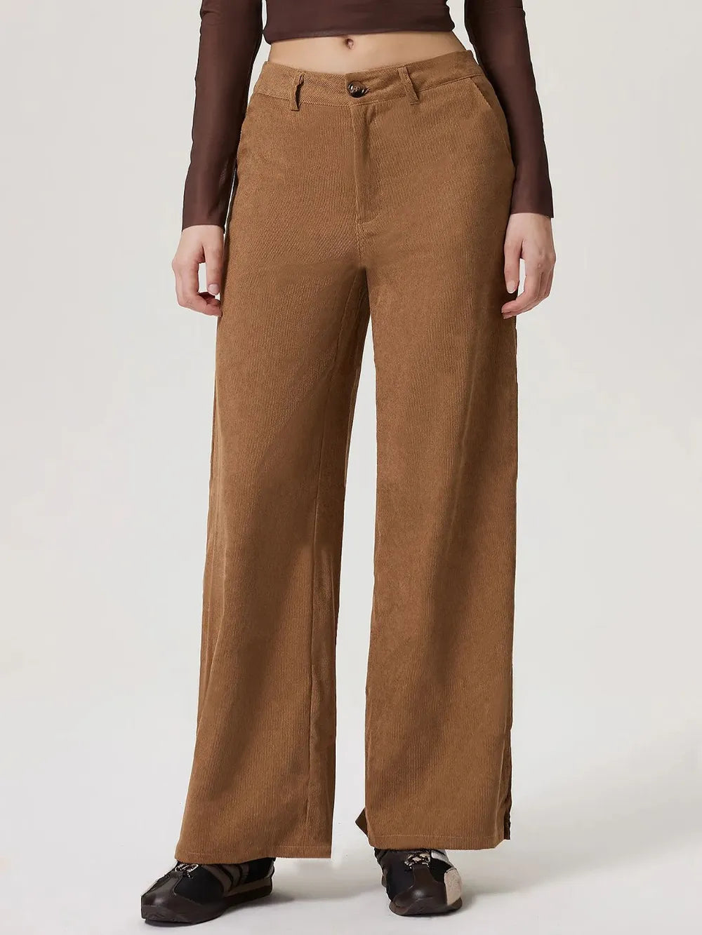 Pantalon Large Femme avec Poches – Fermeture Boutonnée