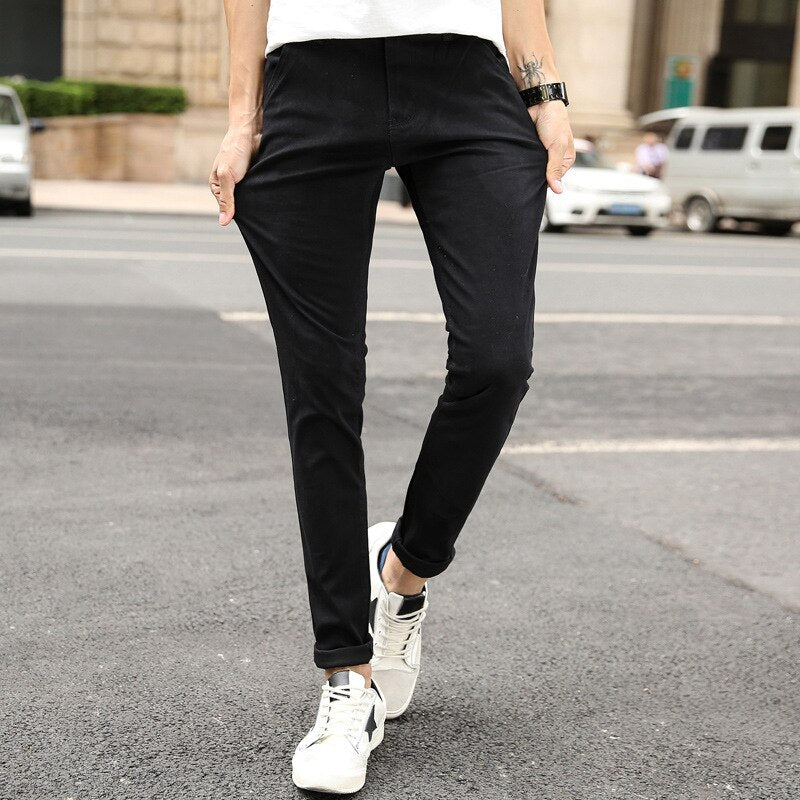 Pantalon homme slim stretch casual – Coupe ajustée jambe étroite