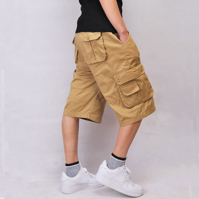 Bermuda cargo homme en coton à poches multiples