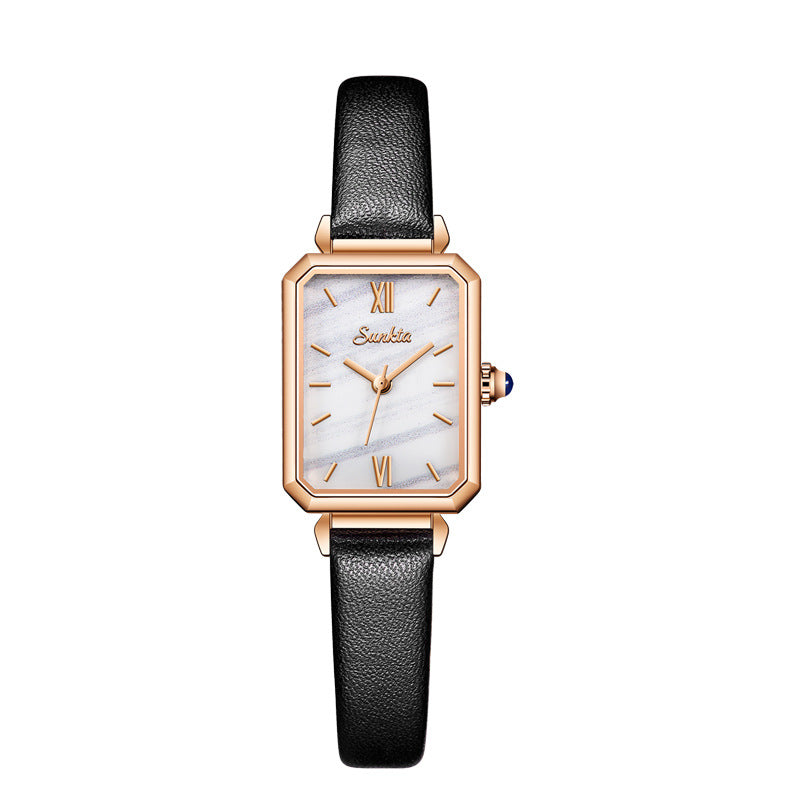 Montre Femme Lige Carrée Quartz – Bracelet Acier, Calendrier & Étanche 30M