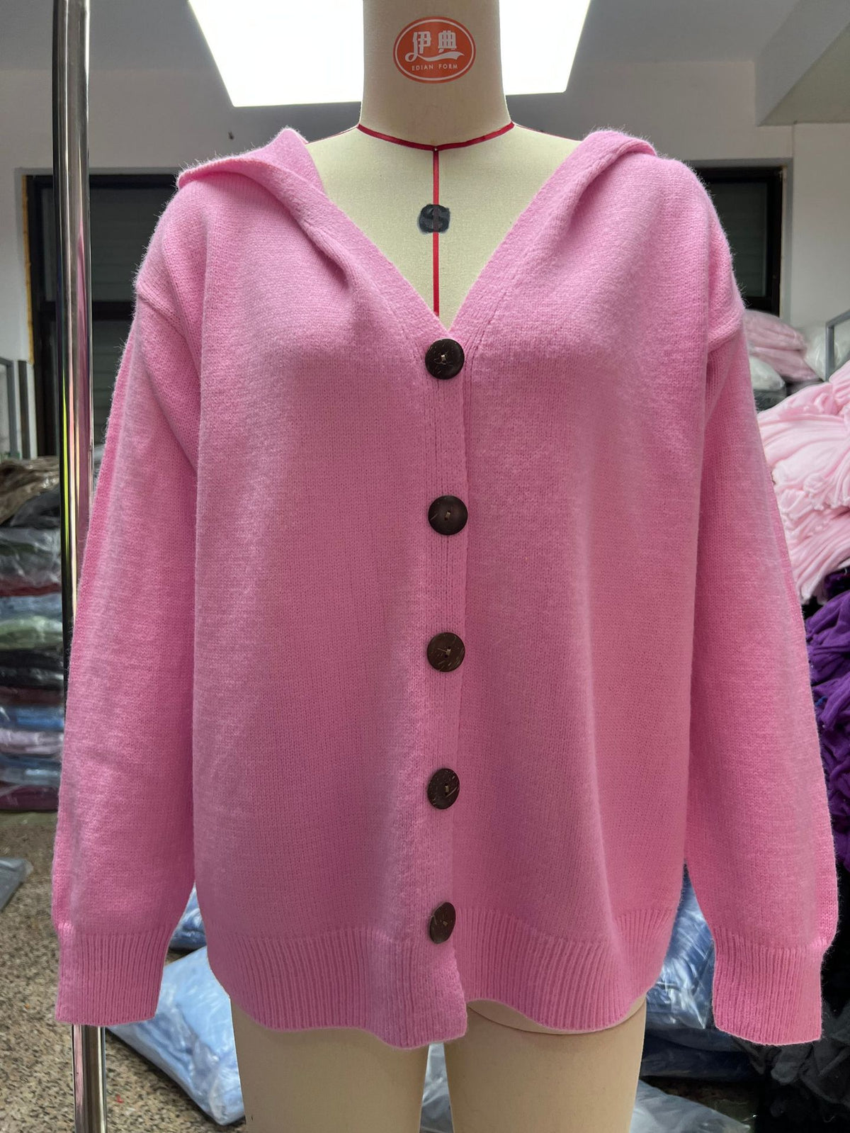 Damen-Strickjacke mit Kapuze, geknöpft, Kaschmir, große Größen, 9 Farben
