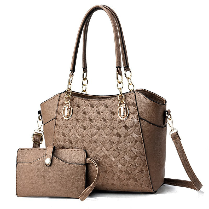 Large 2-in-1 Women's Tote Bag – Retro Style PU Leather Chain Tote Bag