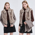 Veste femme en fausse fourrure à manches en maille amovibles