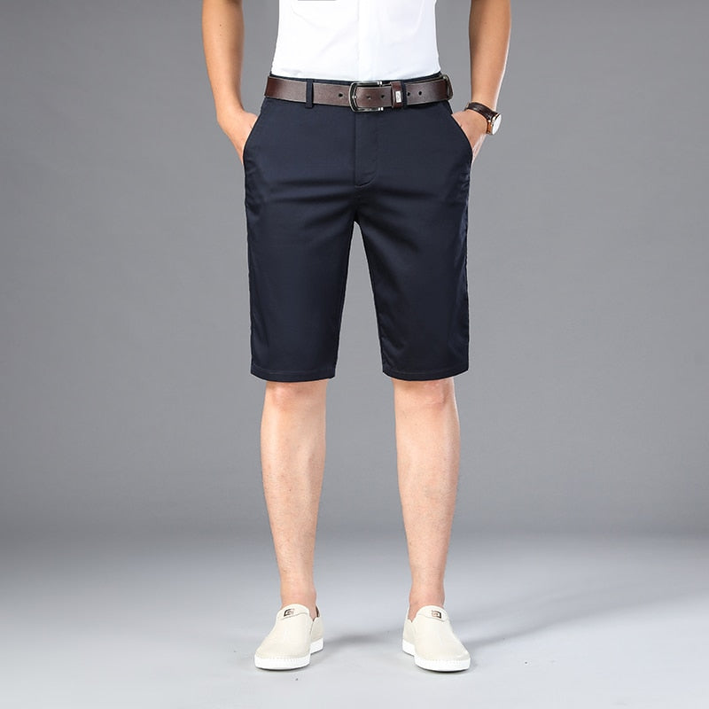 Bermuda chino homme droit en coton mélangé extensible