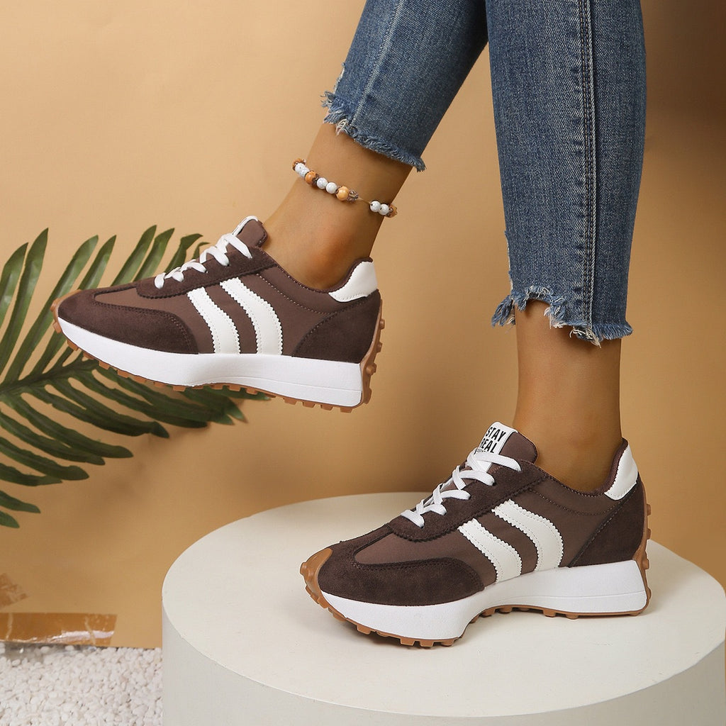 Damen-Dad-Sneaker – Dicke Sohle, Mikrofaser, alle Jahreszeiten