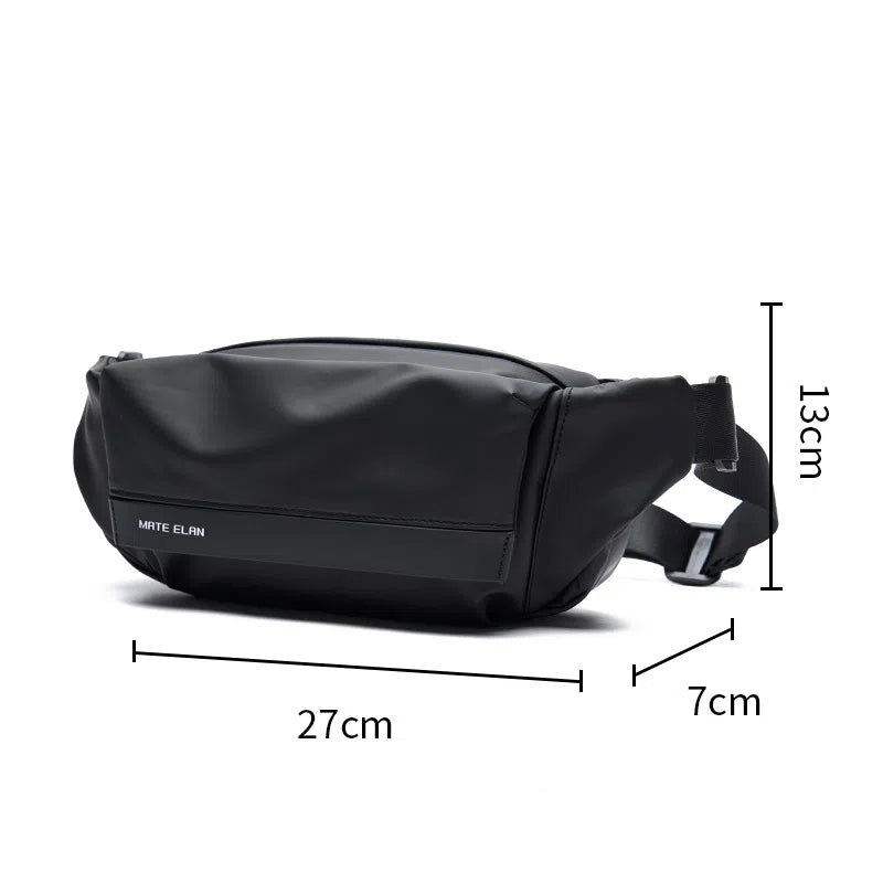 Sacoche Homme Multifonction — Bandoulière / Poitrine / Ceinture, PVC Noir