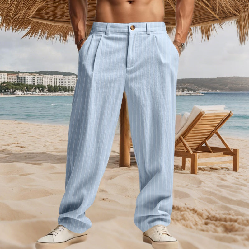 Pantalon homme rayé coupe droite