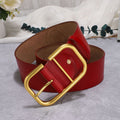 Ceinture large femme en croûte de cuir – Boucle dorée