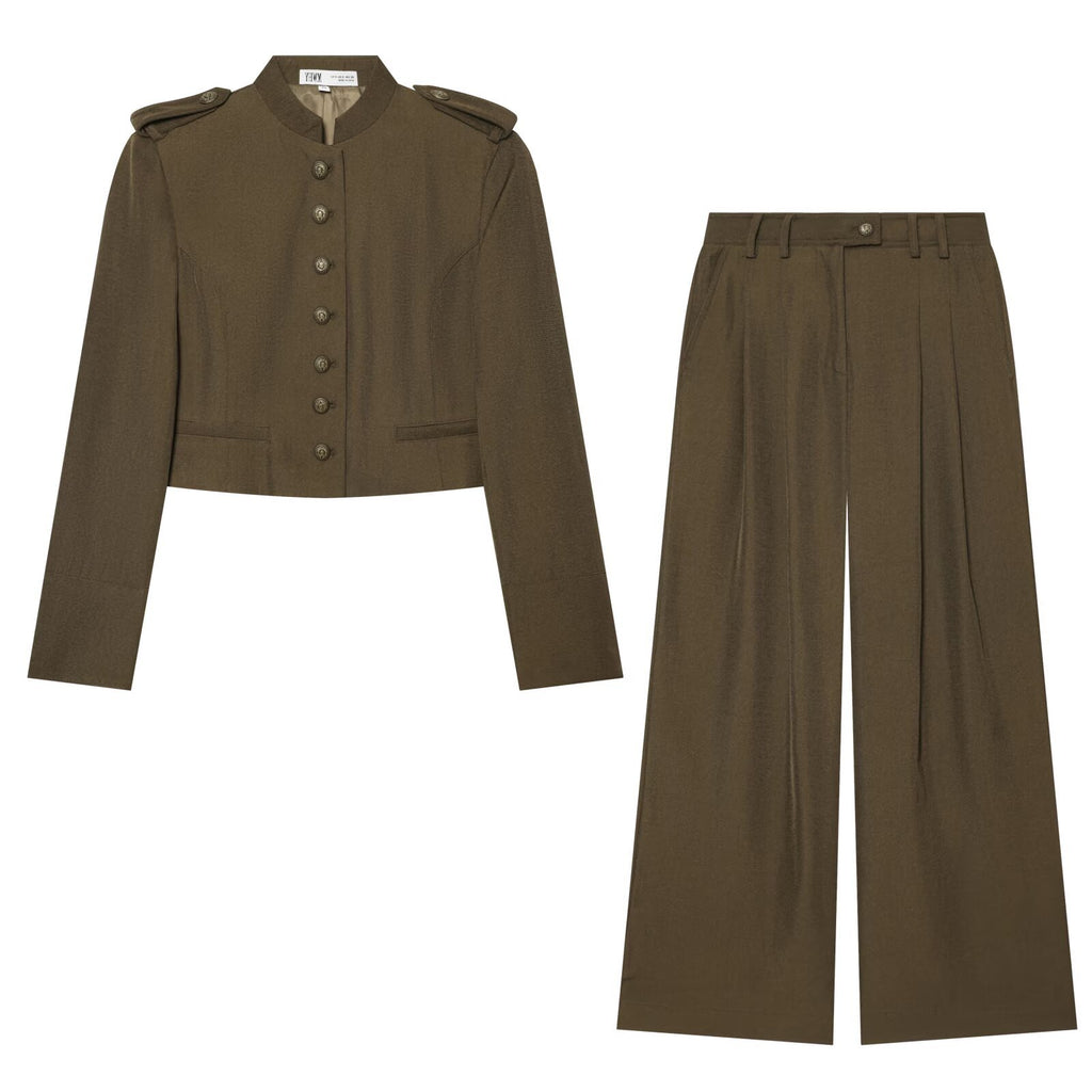 Ensemble Tailleur Femme – Veste Courte et Pantalon Large