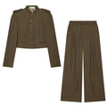 Ensemble Tailleur Femme – Veste Courte et Pantalon Large