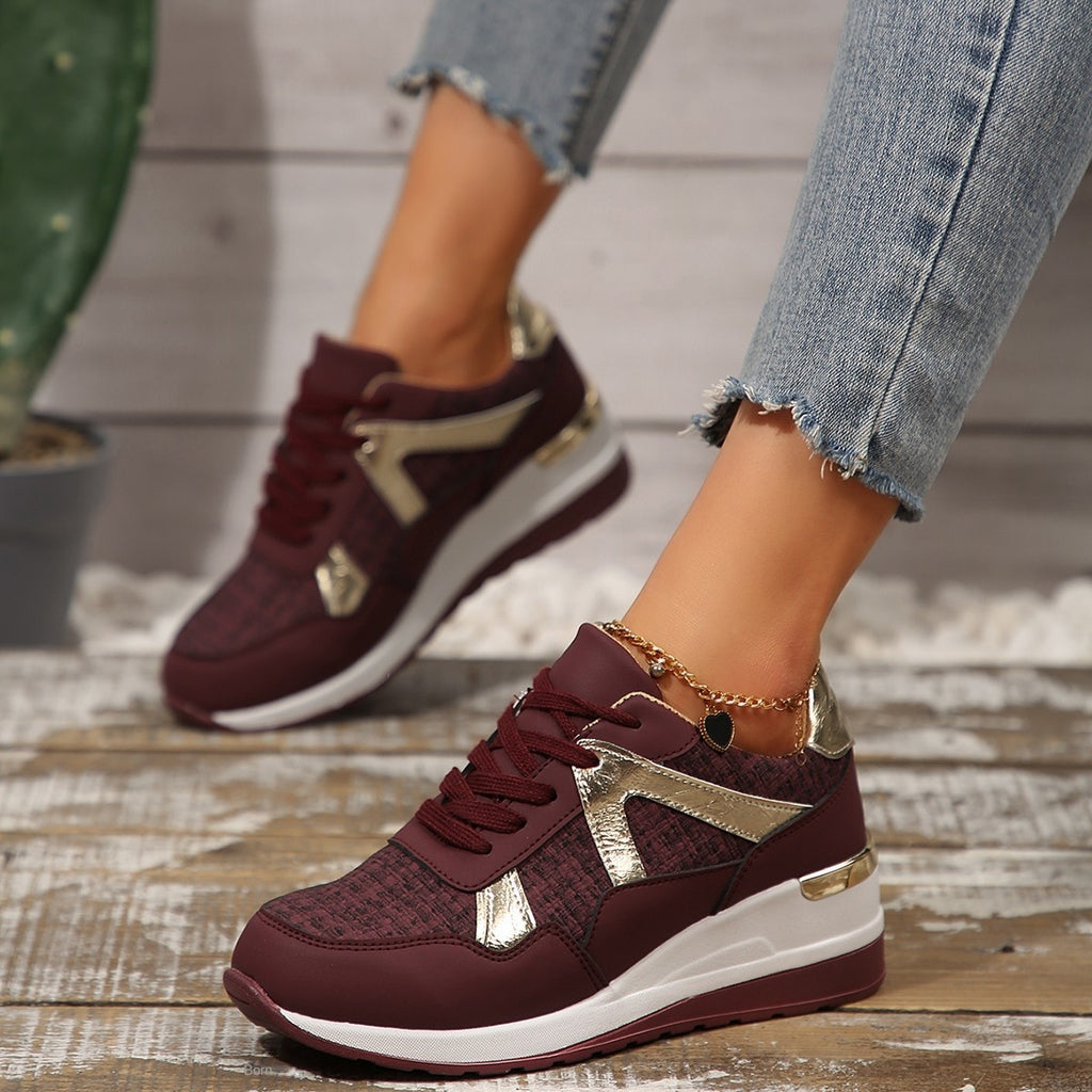 Baskets Sport Rétro Femme Grande Taille – Semelle Épaisse, PU Suède, Toutes Saisons