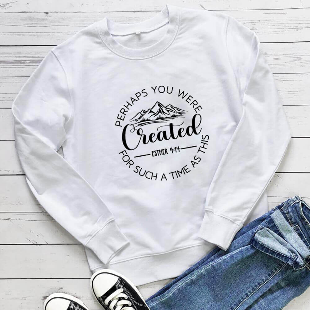 Sweat femme ample imprimé « Maybe You Were Created »