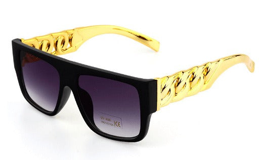 Hip-Hop-Sonnenbrille – schwarzer Rahmen, graue Gläser