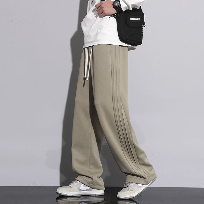 Pantalon homme large fluide – Jambe droite, taille à cordon, style chic décontracté