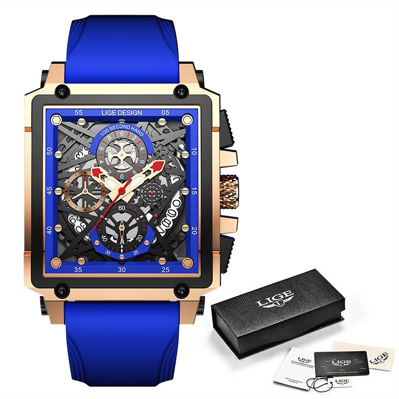 Lige Herrenuhr quadratisch Chronograph – 30M wasserdicht