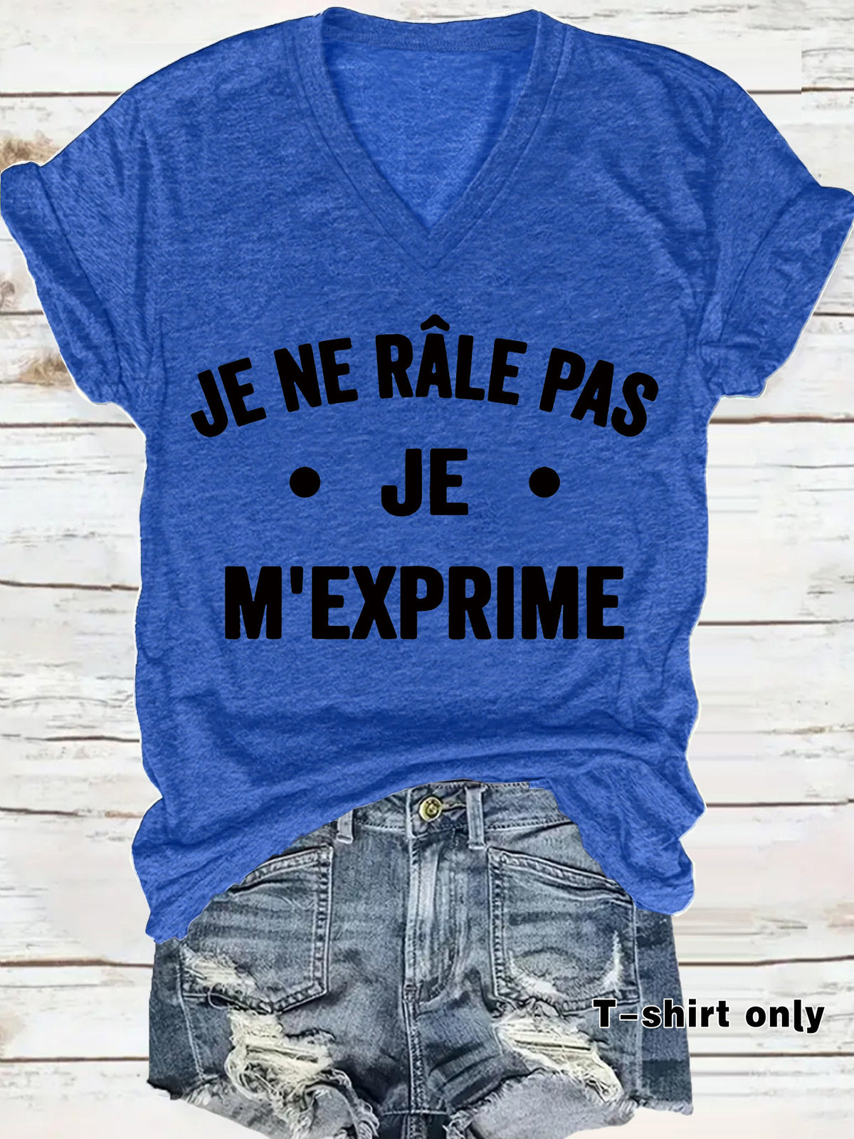 T-shirt femme col V « Je ne râle pas, je m’exprime »