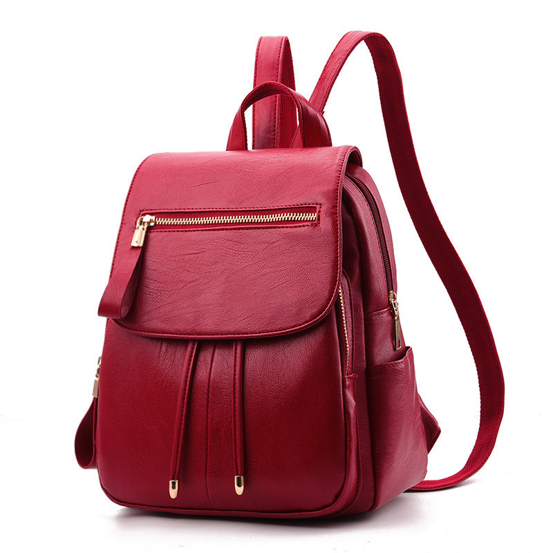 Soft leather travel backpack