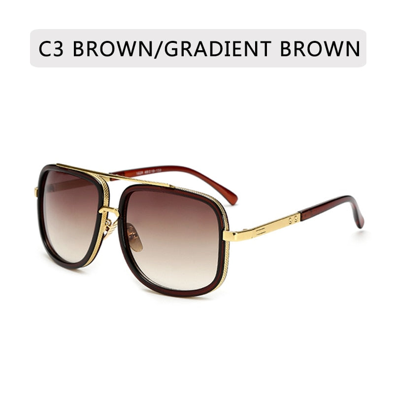 Lunettes de Soleil Grand Cadre Carré – Monture Métal Rétro Vintage Homme & Femme