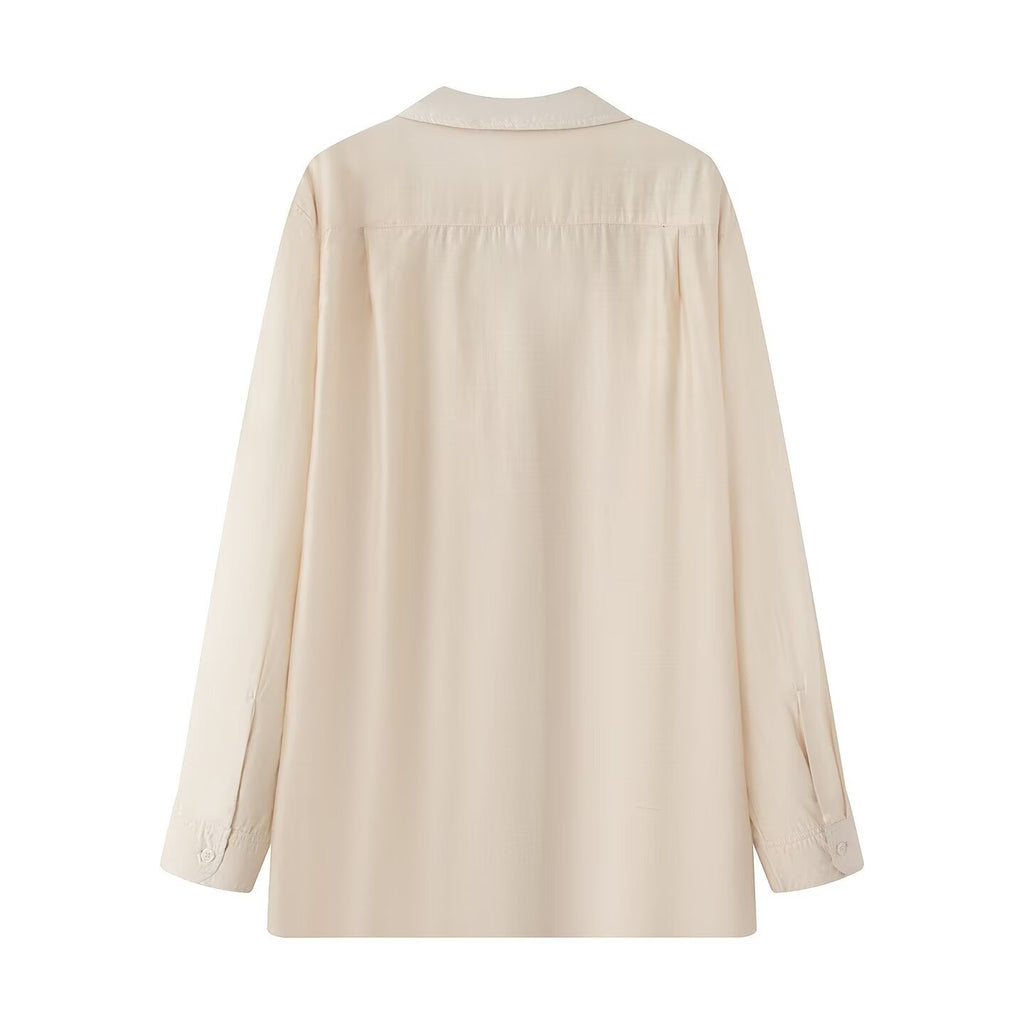 Chemise Ample Manches Longues Col Ouvert – Femme
