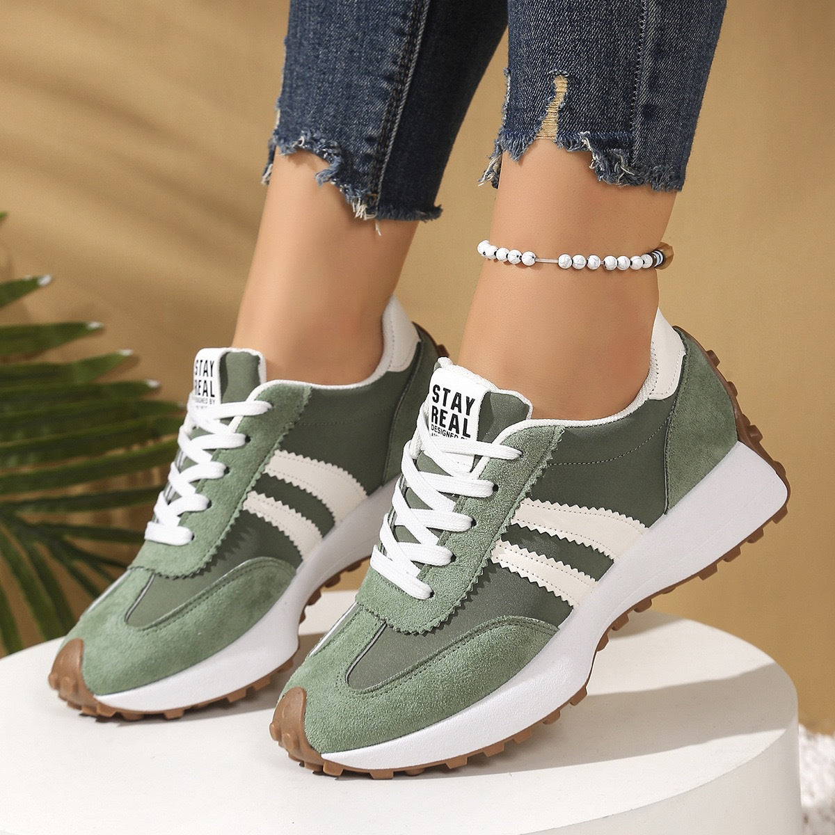 Sneakers Dad Shoes Femme – Semelle Épaisse, Microfibre, Toutes Saisons
