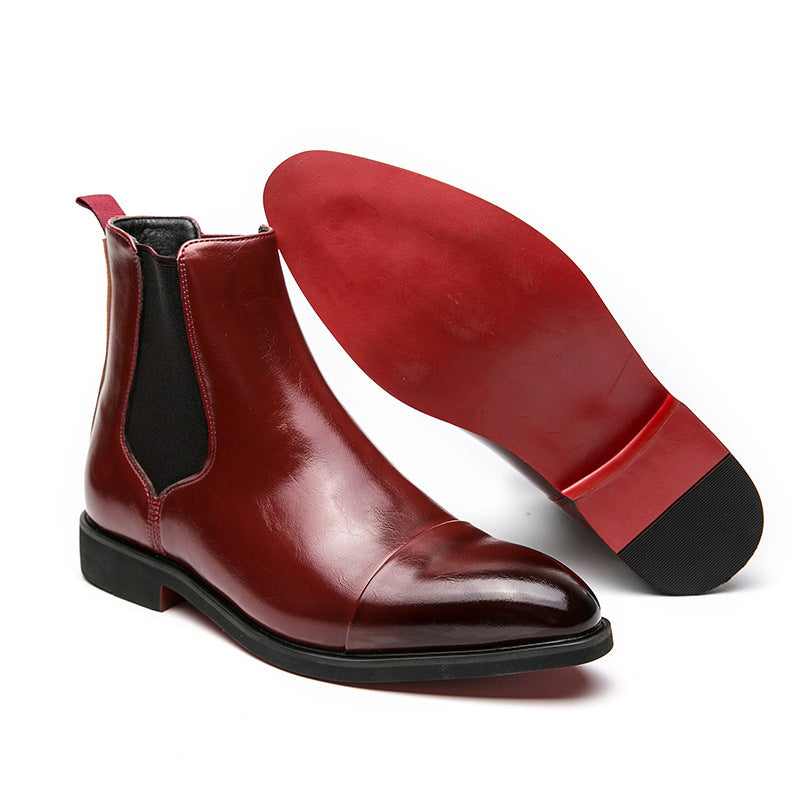 Bottines Chelsea homme à bout pointu et semelle rouge