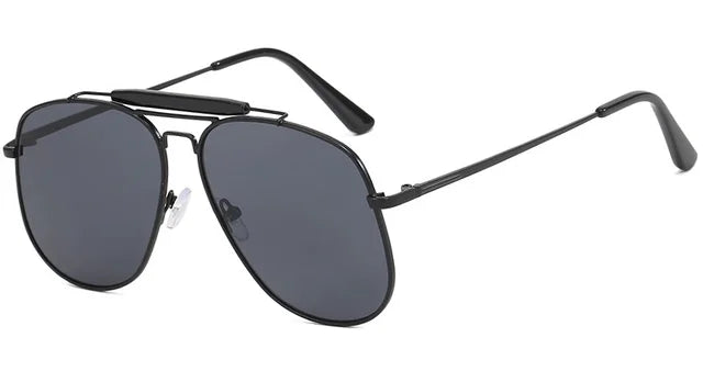 Damen-Aviator-Sonnenbrille – Doppelsteg aus Metall, graue Gläser UV400