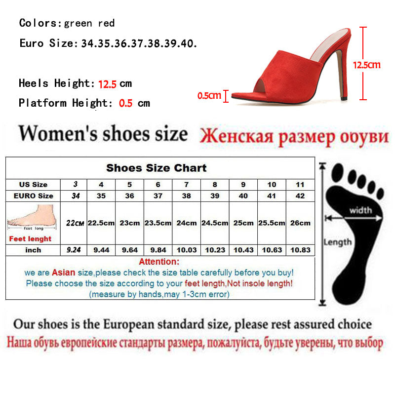 Mules à Talon Aiguille 12,5 cm Bout Pointu Femme – Semelle Caoutchouc, Plateforme