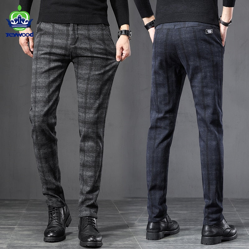Pantalon homme slim à carreaux stretch