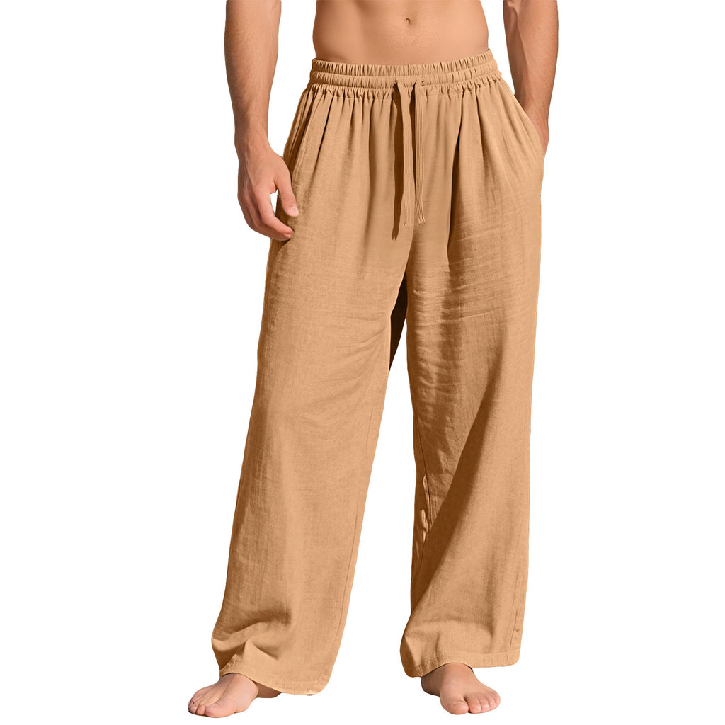 Pantalon homme ample en lin à cordon de serrage