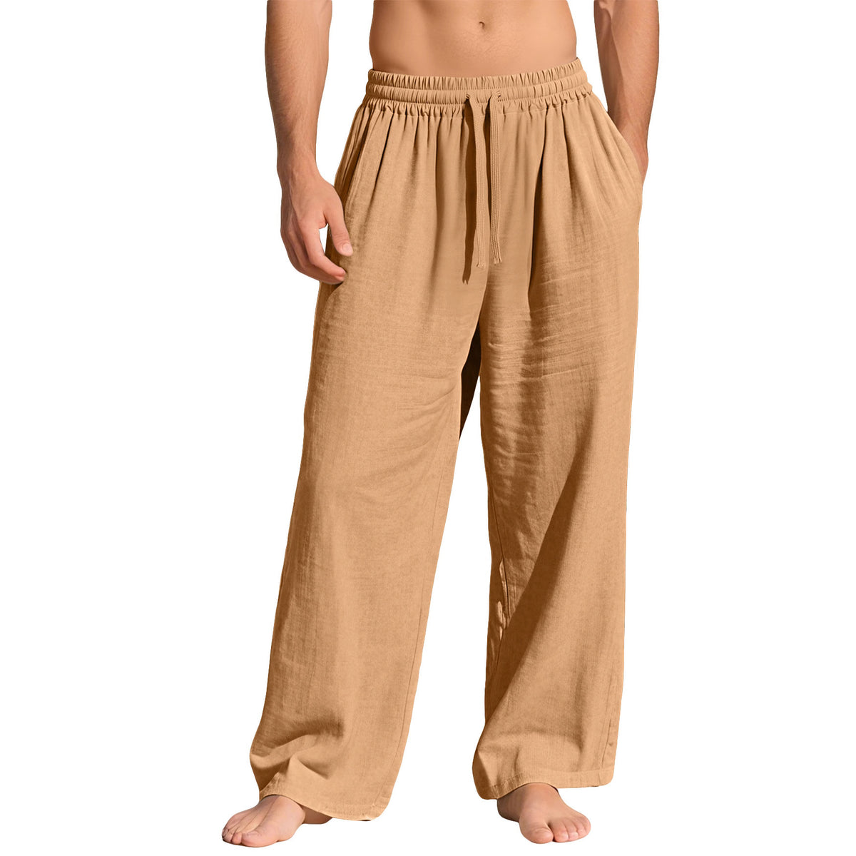 Pantalon homme ample en lin à cordon de serrage