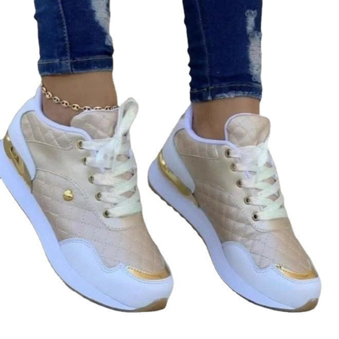 Sneakers Casual Femme à Lacets – Semelle Plate, Bout Rond