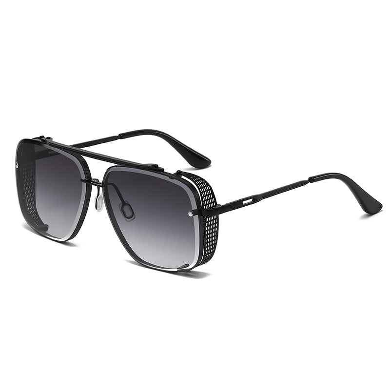 Sonnenbrille mit Doppelsteg aus Metall im Punk-Hip-Hop-Stil — UV400 Unisex
