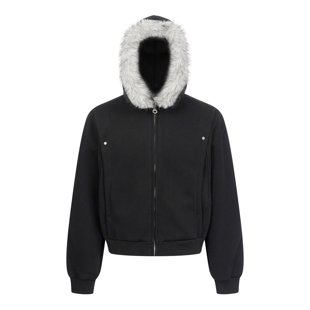 Sweat zippé homme à capuche bordée effet fourrure – Coupe ample
