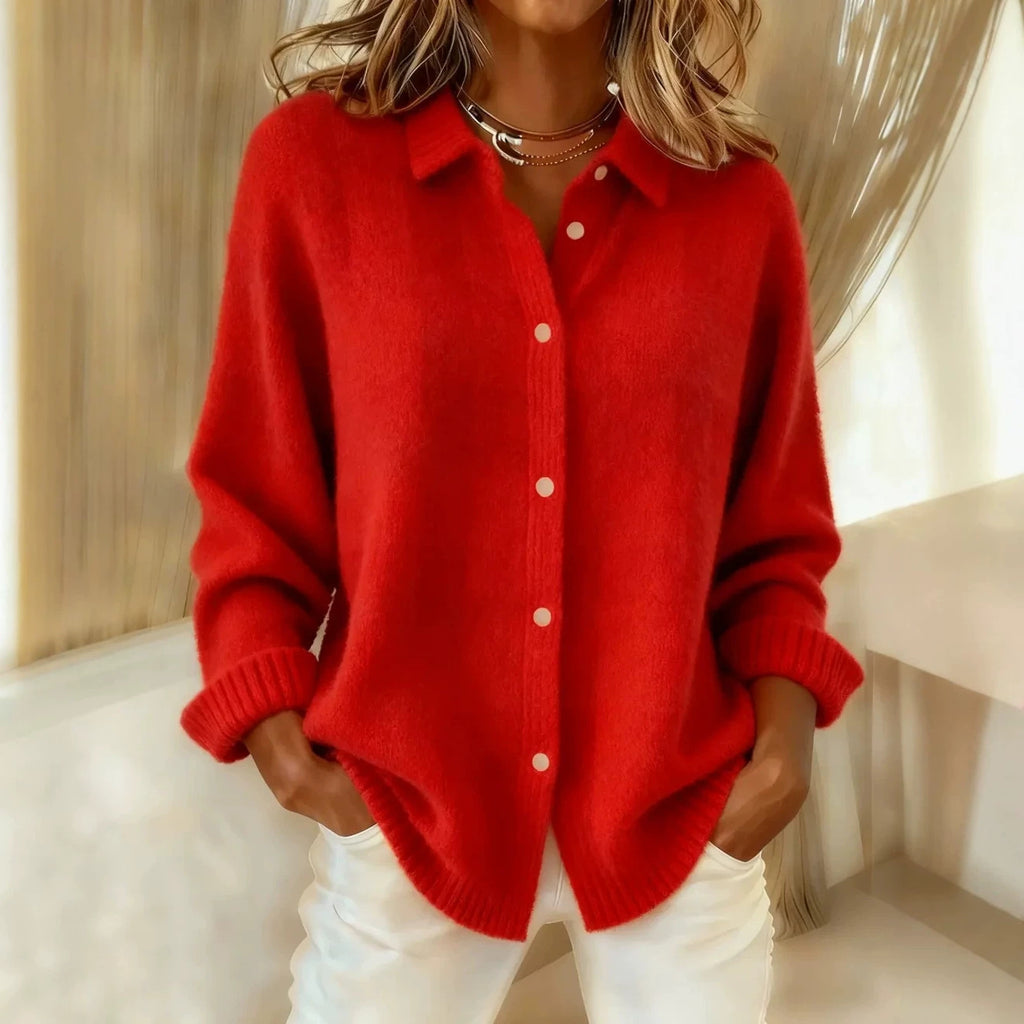 Women's cashmere polo collar buttoned cardigan autumn-winter 6 colors