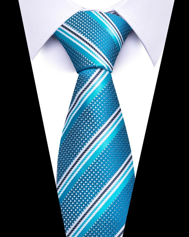 Cravate homme rayée en polyester – 8 cm