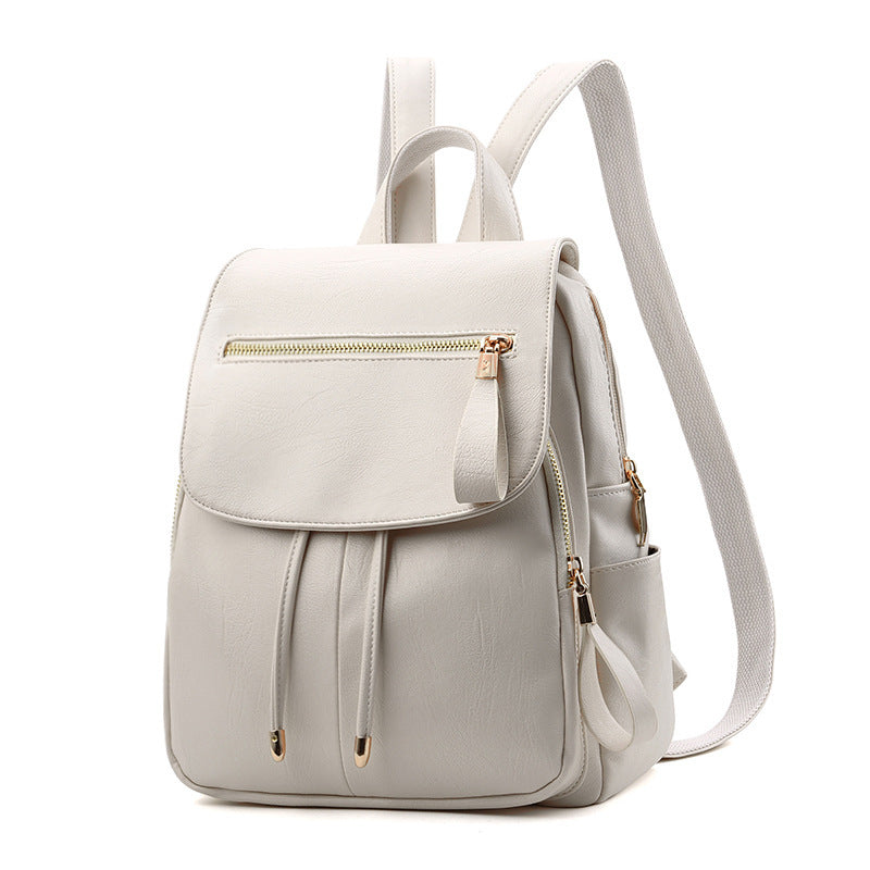 Soft leather travel backpack