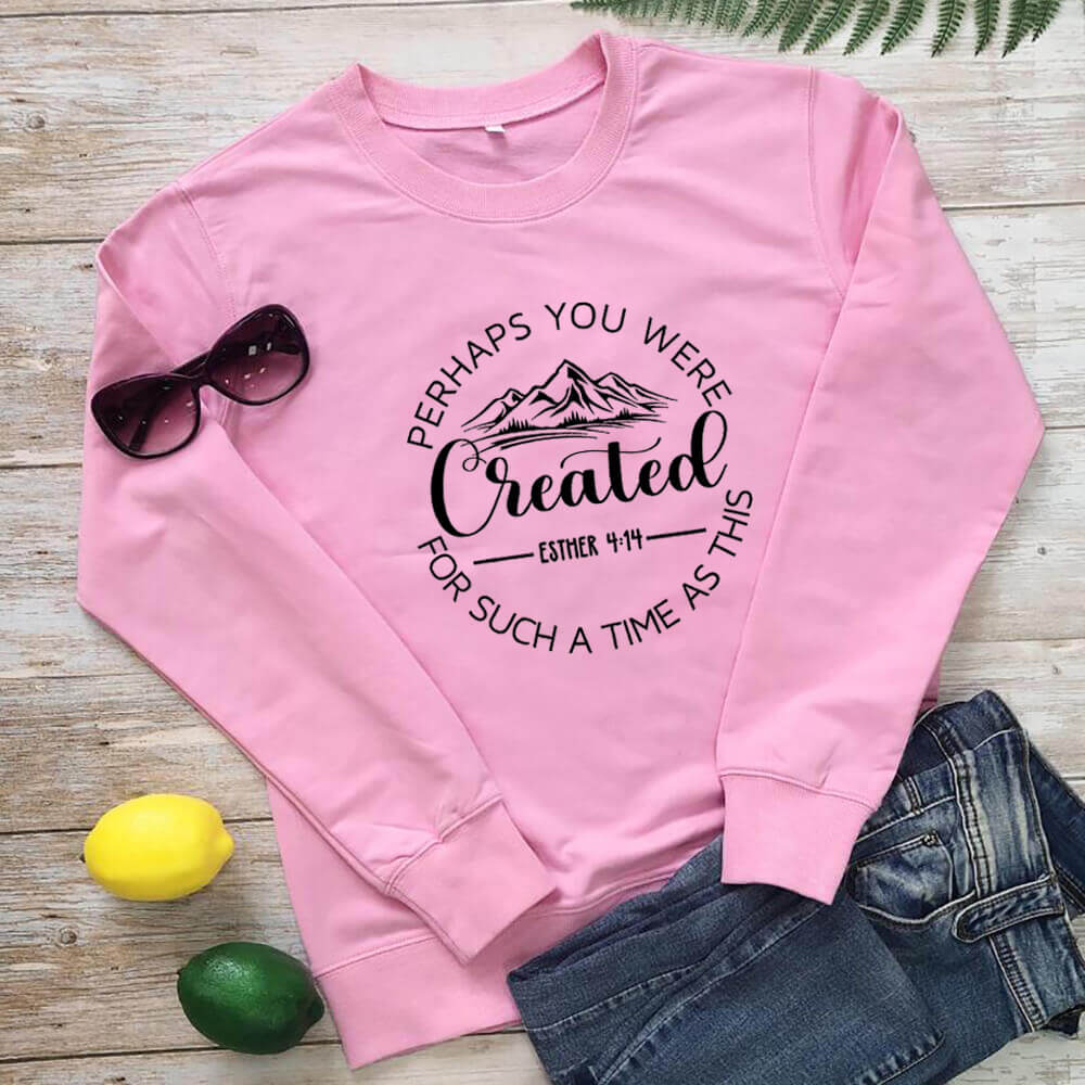 Sweat femme ample imprimé « Maybe You Were Created »